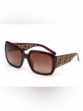 Fendi FS343 238 Zucca Logo Oversized Square Sunglasses Brown Vintage Y2K